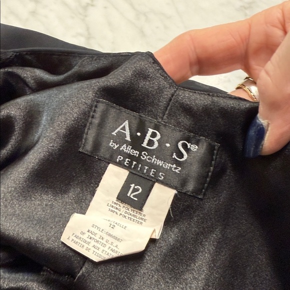 A.B.S | Allen Schwartz Vintage Black Slip Dress with Lace Straps size 12/P - Picture 9 of 11